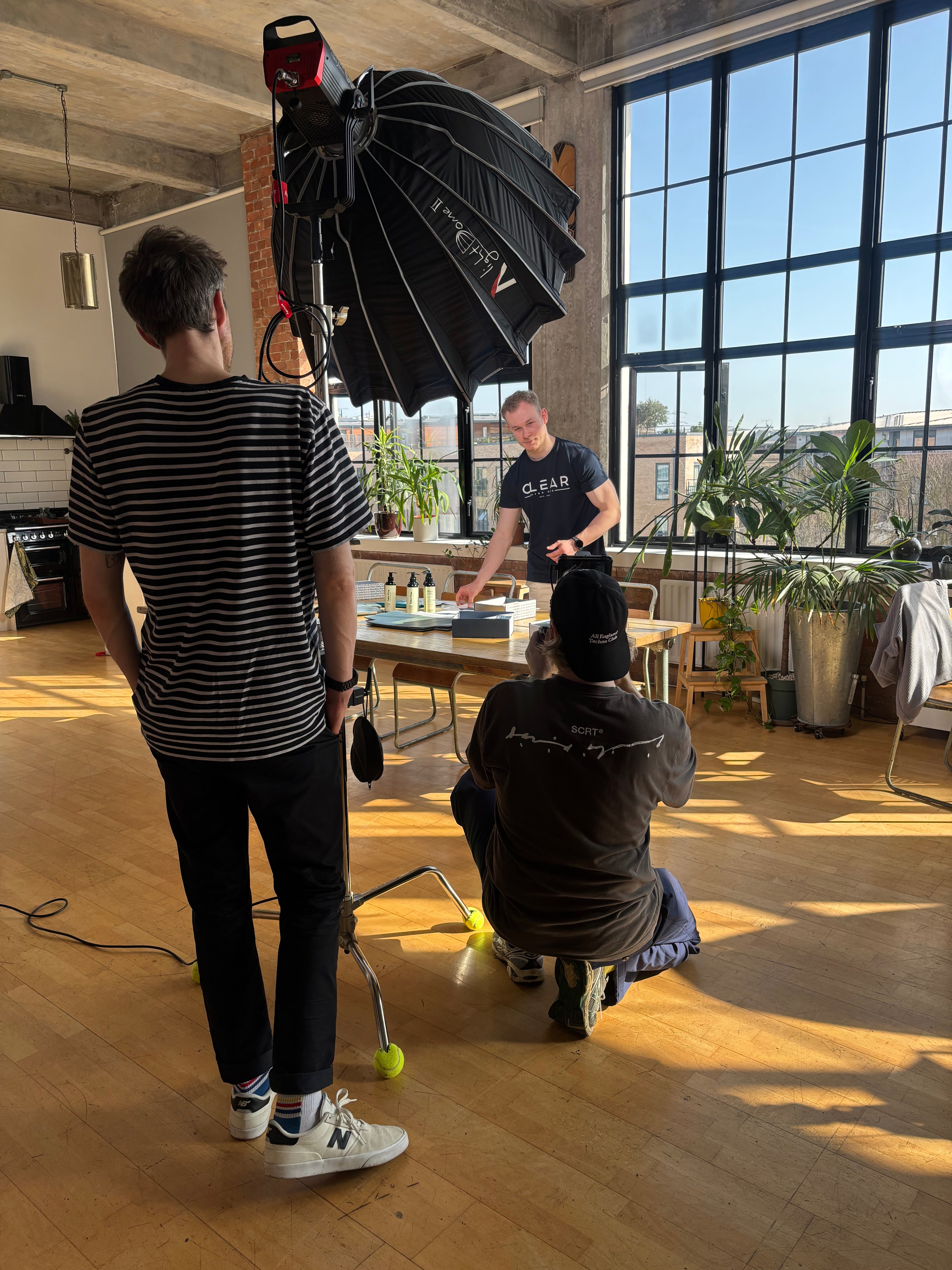 Louis Watkins, the founder of Clear For Men, being interviewed by the Department for Business & Trade